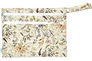 BapronBaby Delilah Floral Wet Dry Bag - Waterproof Two Zipper Pockets - Reusable for Mealtime, Diapers, Stroller, Snacks, Swimsuits - Machine Washable - 11" x 9"