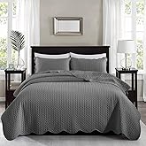 MOONLIGHT20015 Quilt King Size Bedding Set (106" x 96") - 2 Pillow Shams (20" x 36"+ 2") - Reversible All Season Lightweight 3 Pcs Microfiber Coverlet Set Embossed Quilt Bedspreads (Grey)