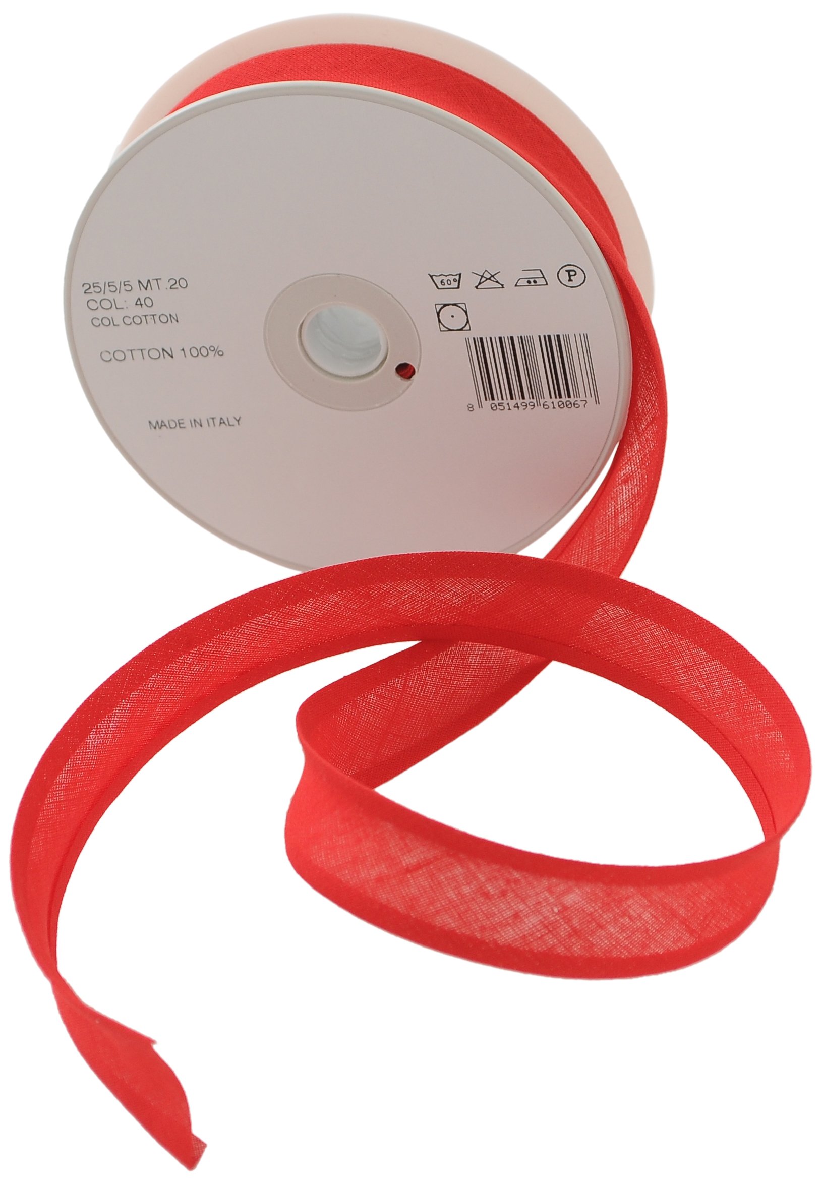 Trimz 25/5/5 mm Cotton Bias Binding, Bridal Red 40 – Double‑Fold Sewing Tape for Quilting, Dressmaking & DIY Crafts — image 1