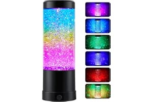 TNOIE Rainbow Night Light, Glitter Lamp with Automatic Color Changing, Mood Lighting Party Room Decor for Girls Boys Adults Kids Birthday Gifts(Black)