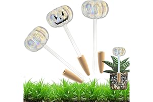 HyJeryty 3 Pack Non-Clogging Iridescent Pumpkin Plant Watering Globes Plant Watering Devices, Hand Blown Glass Self Watering Planter Insert Self Watering Spikes Bulbs for Indoor and Outdoor Plants