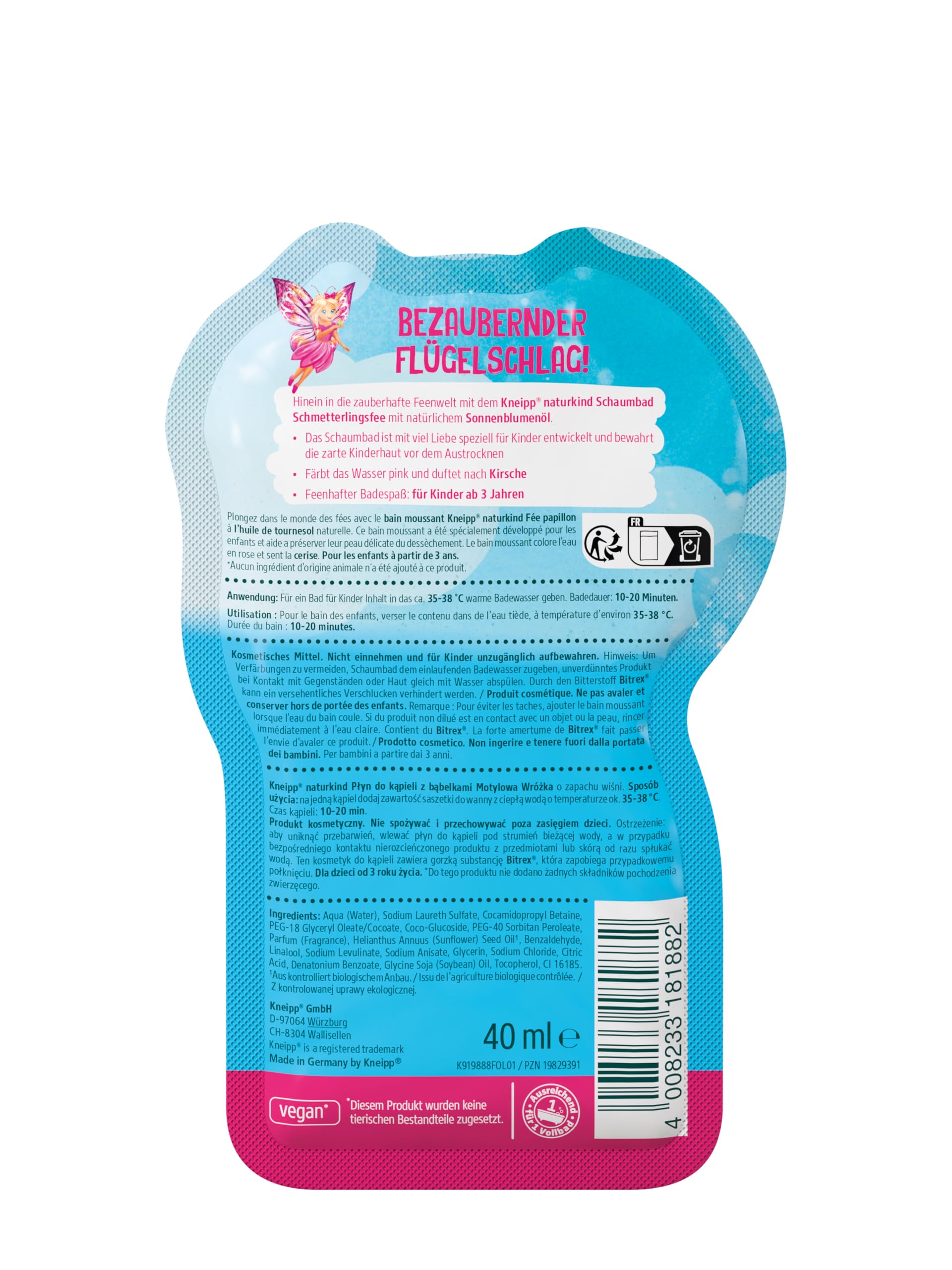 Kneipp naturkind Schmetterlingsfee Schaumbad - Badezusatz mit Kirschduft - Für sensible Kinderhaut - 40ml 5