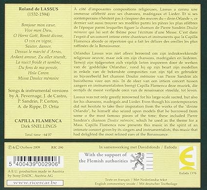 Bonjour Mon Coeur Chansons Lassus Roland De Amazon Fr Cd Et Vinyles