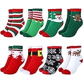 SATINIOR 8 Pairs Christmas Xmas Winter Fluffy Socks Plush Slipper Socks for Women (Charming Style)