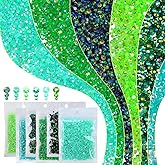 qiipii 6 Bags Colorful Aqua & Green Series Resin Rhinestones for Bedazzling Crafting 3mm 4mm 5mm Mix Flatback Stones Gems Diamonds for Nails Face Eyes Makeup DIY Crafts Tumblers Bottles Clothes Shoes