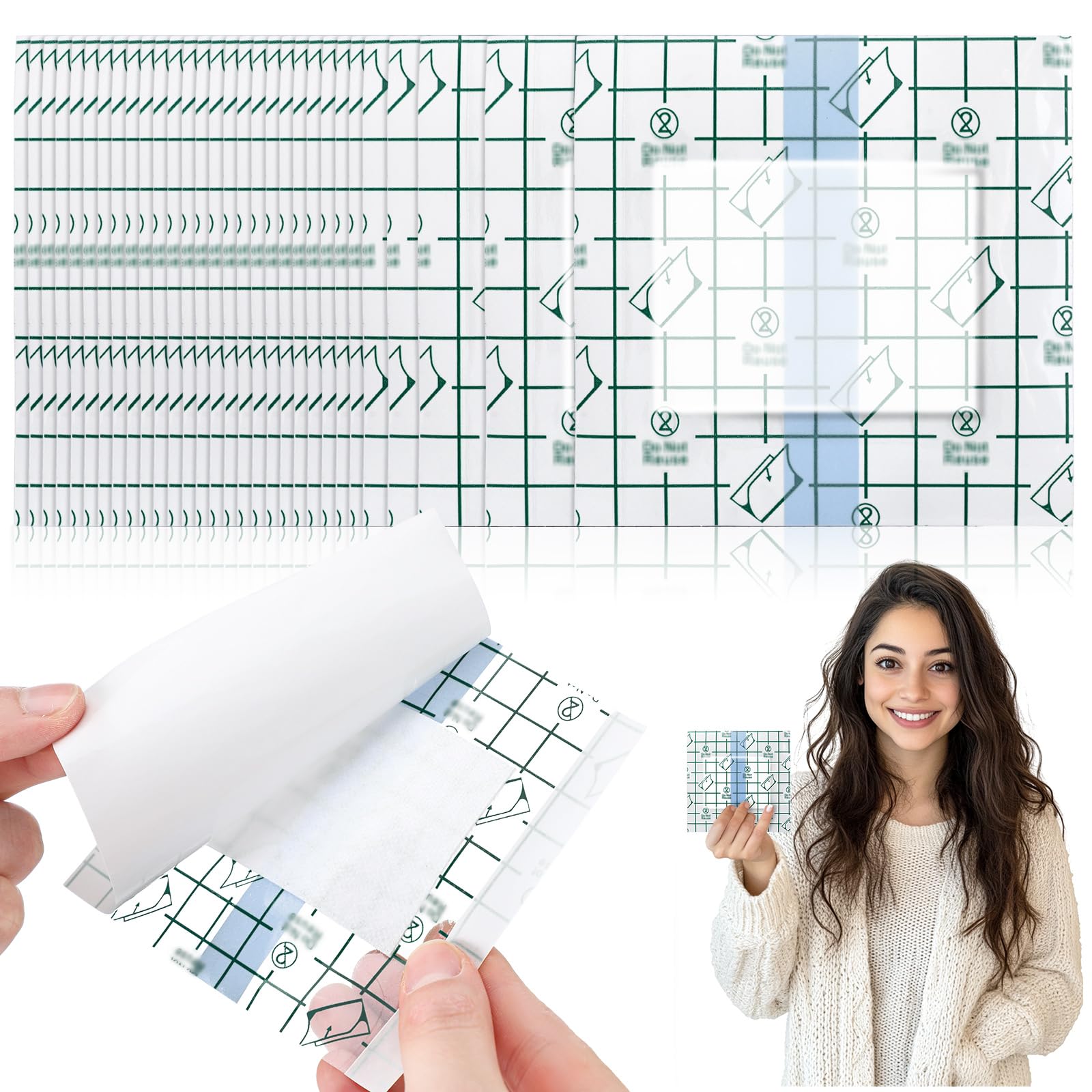 Photo 1 of 30 Pcs 4 x 4 Inch Waterproof Shower Protector with Non Stick Center Pad Knee Replacement Stretch Transparent Adhesive Bandage Peritoneal Dialysis Accessories Protector Wound Cover Bandage