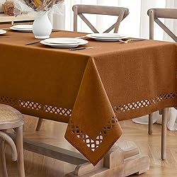MIULEE Brown Thick Polyester Linen Rectangle