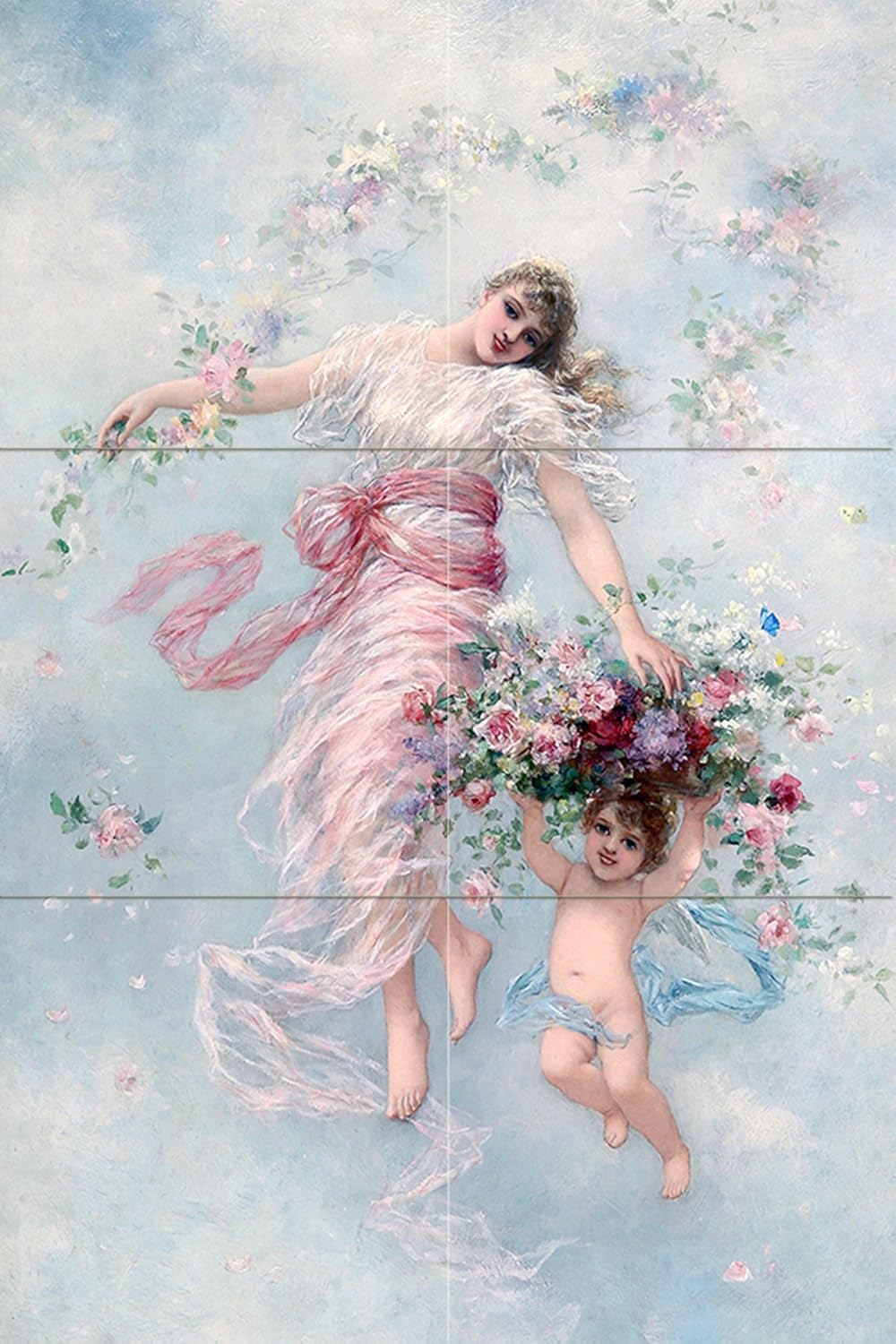 Blumenfee E. Semenowsky Mädchen Engel Fliese Wandbild Backsplash Kunst Marmor Keramik - Bild 11 von 21