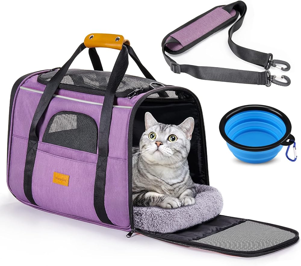 Morpilot Cat Carrier Airline Approved Top Opening Portable Bag 6.3kg Purple