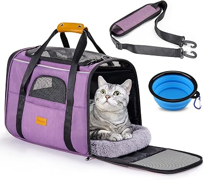 Morpilot Cat Carrier Airline Approved Top Opening Portable Bag 6.3kg Purple