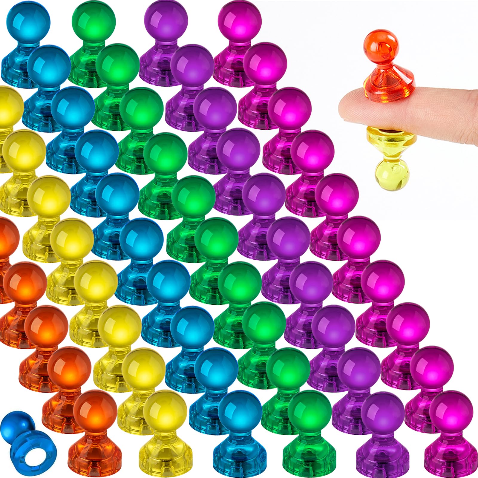 Photo 1 of 66PCS Fridge Magnets, 6 Assorted Color Small Push Pin Magnets for Whiteboard, Kitchen, Office, School, Fridge, Map