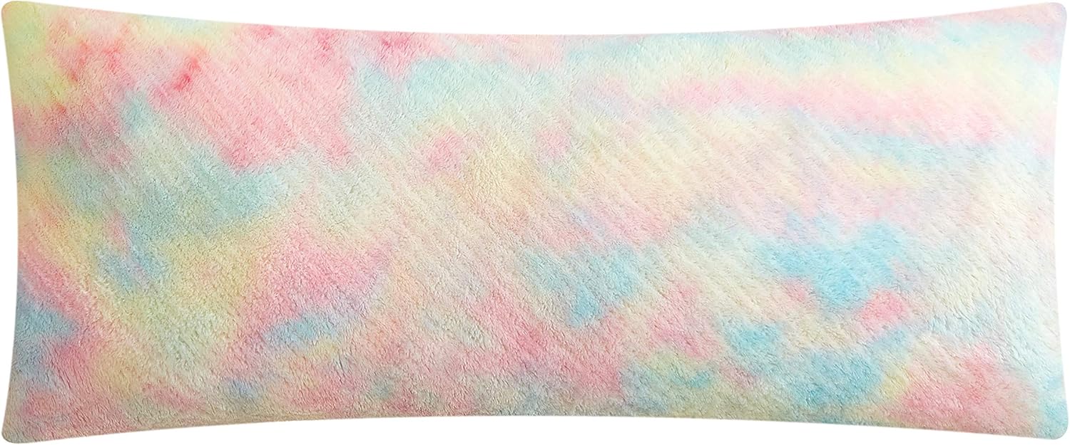 Pop Shop Sorbet Dreams Faux Fur Long Hair Body Pillow, Rainbow: Home & Kitchen