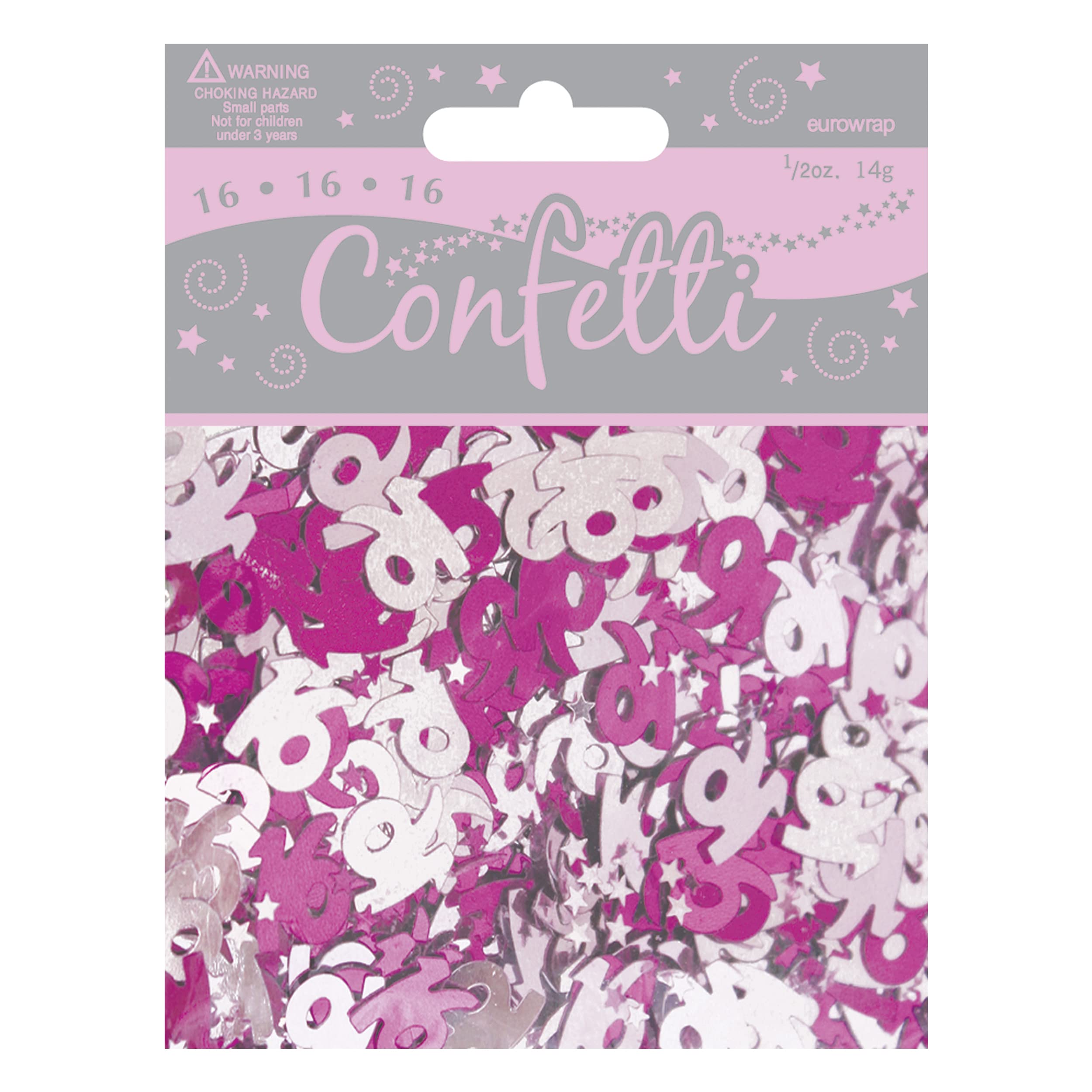 Pink/Silver Number 16 Confetti