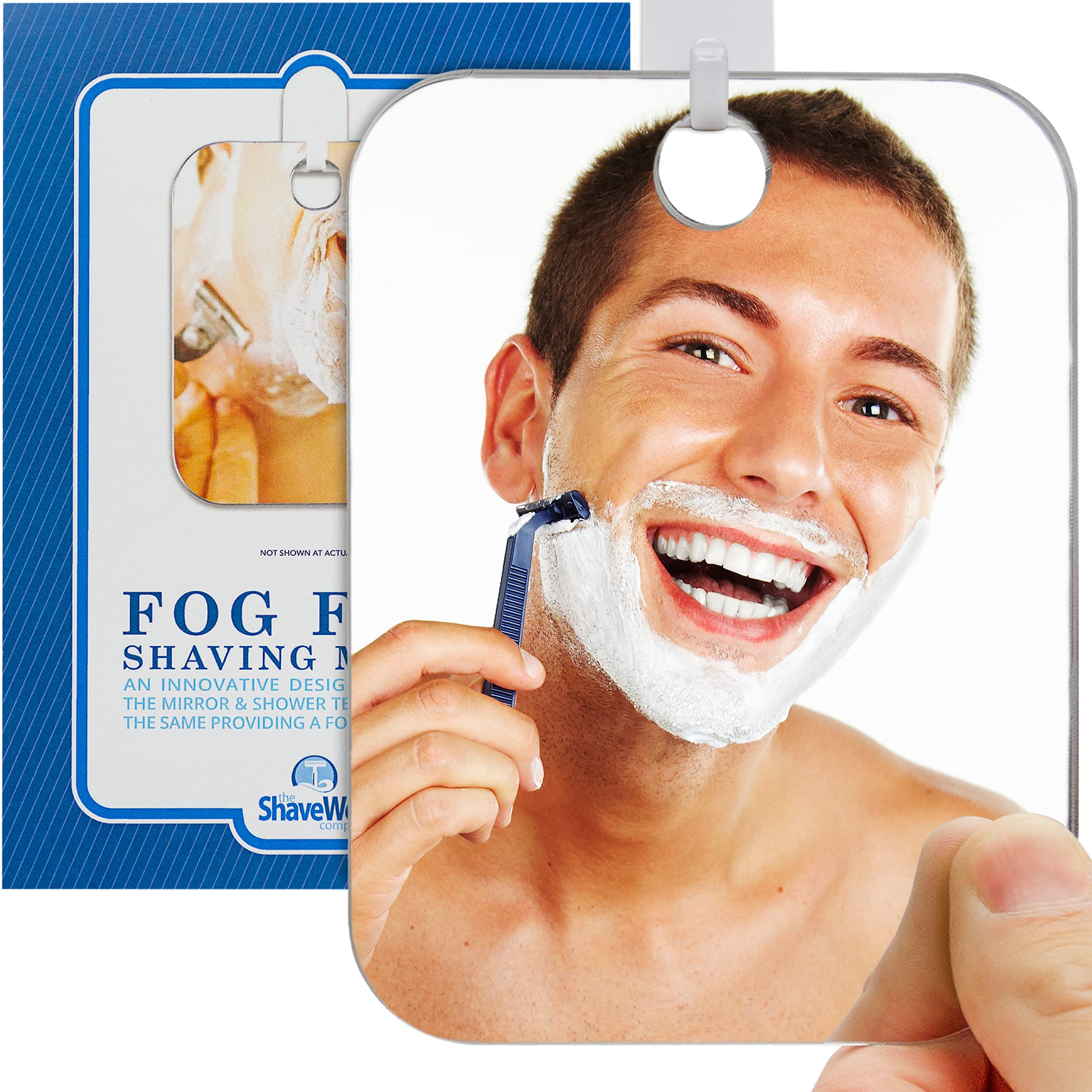 Shave Well Original Anti-Fog Shaving Mirror | Fogless Hanging Bathroom Shower Mirror with Handheld Option for Men and Women | Includes Long-Lasting Removable Adhesive Hook for Wall