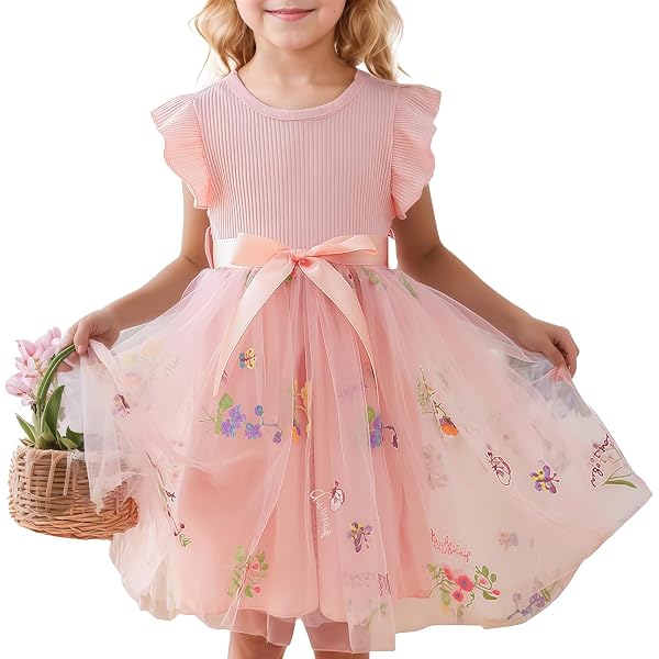 Vestido De Línea A Para Niñas Pequeñas, Con Mangas Con Volantes, Vestido Casual De Playa, Vestido De Verano Para Niña, Marino, 4-5T