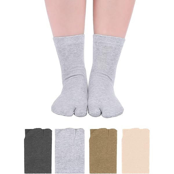 DIYOO 3 Pairs Split Toe Socks, Japanese Kimono Flip Flop Sandal Split Toe Tabi Ninja Geta Socks