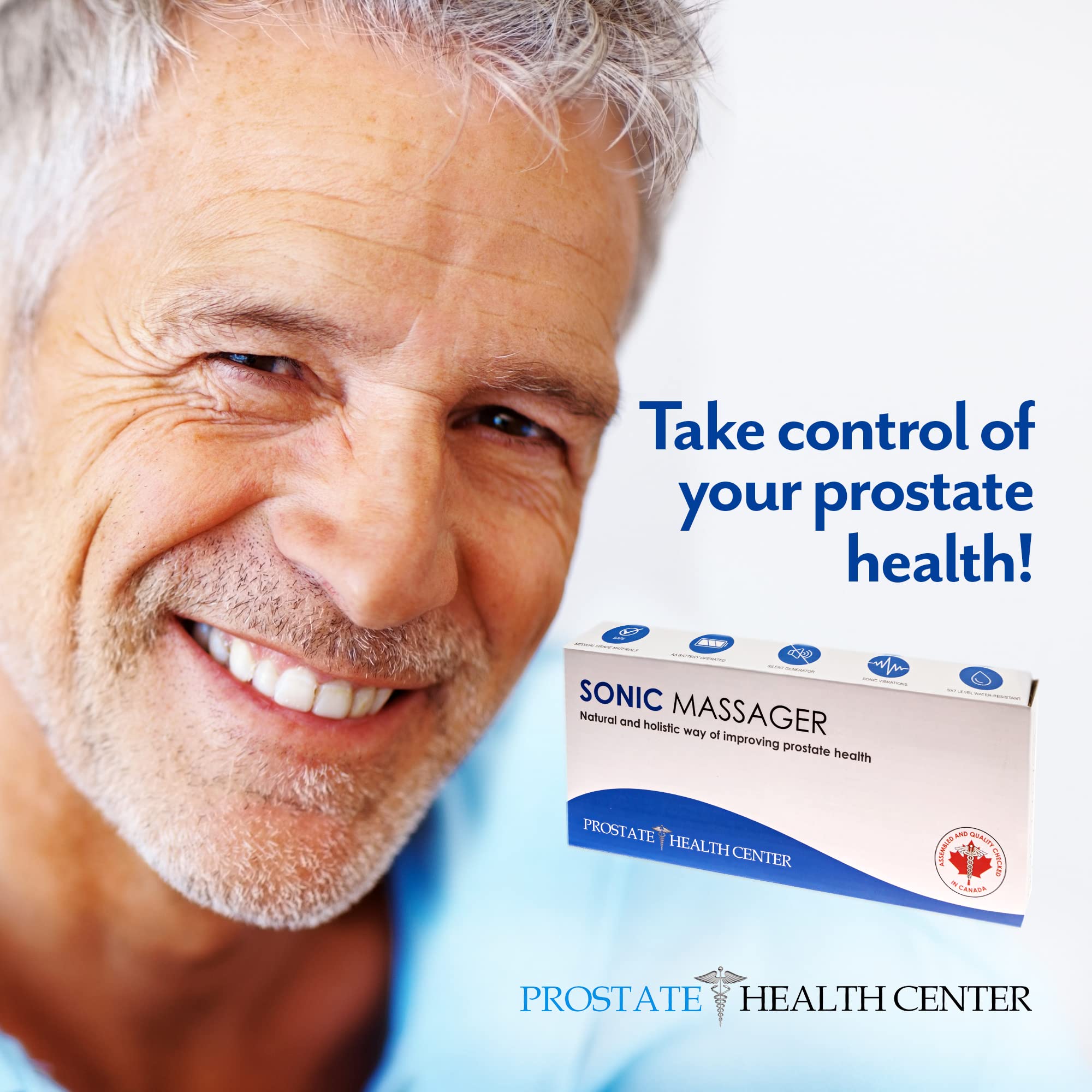 Sonic Prostate Massager by Prostate Health Center | Prostate Wellness Massager | Best Home Use Prostate Massage Device | BONUS: Prostate Massage Manual eBook by Harvard MD - Dr. Bazar