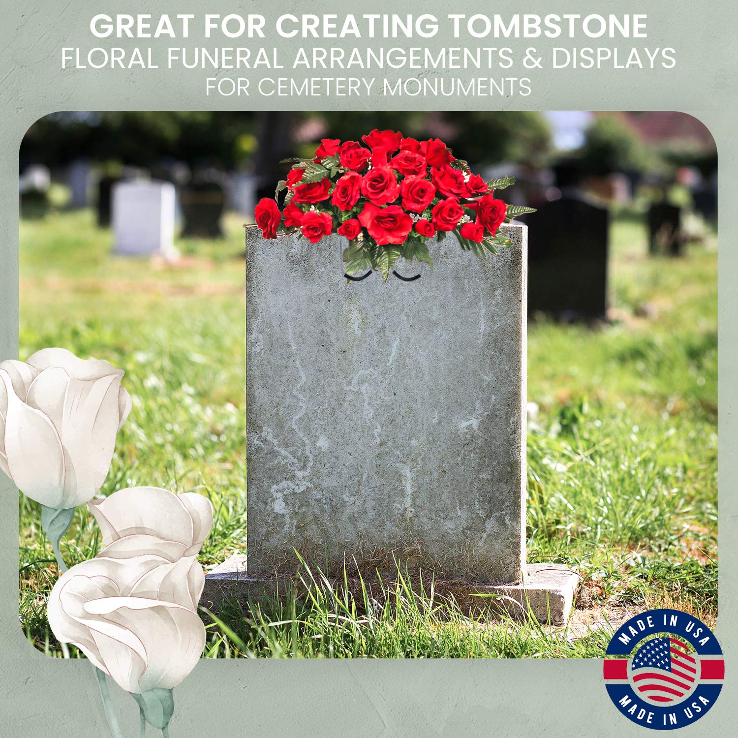 Bulk Case of 50 Floral Cemetery Headstone Saddles Made in USA Rustproof