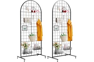 VGMiu Grid Wall Panel 2PCS Display Stand 2' x 5.2' FT Black Grid Wall Panels Movable Retail Display Racks Floorstanding Gridwall Heavy Duty with Wheel for Art Craft Photo Displays Fair Trade Show