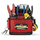 MagnoGrip 9-Pocket Magnetic Tool Pouch – Heavy-Duty 1680D Ballistic Polyester, Durable and Water-Resistant Tool Belt Pouch with Magnetic Storage for Carpenters, Electricians & DIY Enthusiasts - Red.