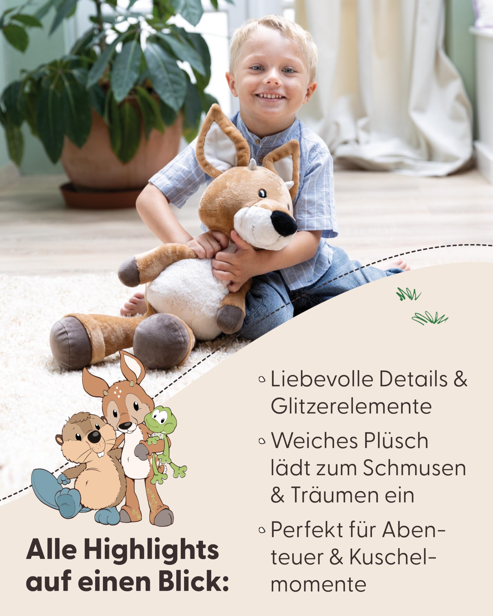 NICI Kuscheltier Rehbock René Roebuck 25cm - braun - Weiches Plüschtier – niedliches Stofftier zum Kuscheln & Spielen – tolle Geschenkidee für Kinder & Erwachsene - 62269 4