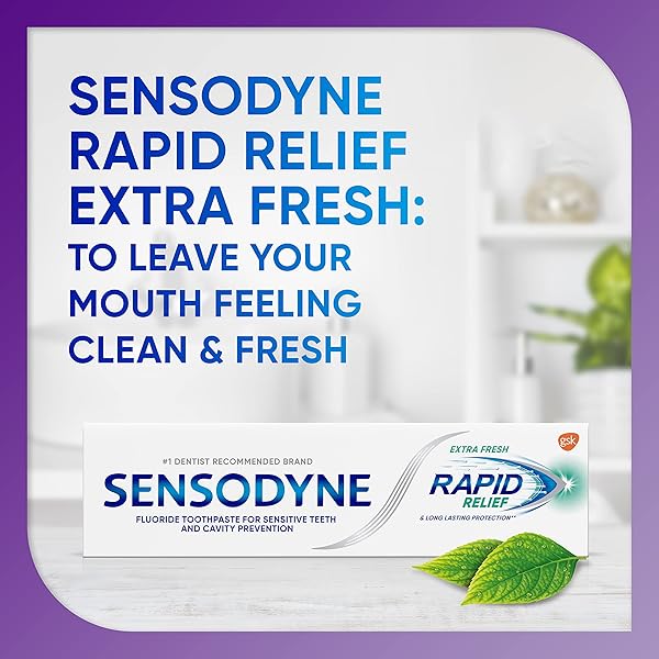 SENSODYNE RAPID RELIEF SENSITIVE TOOTHPASTE, CAVITY PREVENTION AND SENSITIVE TEETH TREATMENT – 3.4 OUNCES