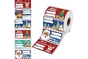 240 Pcs Christmas Gift Tags, Decorations Christmas Wrapping Paper Roll of Holiday Stickers with Various Pattern for Presents 
