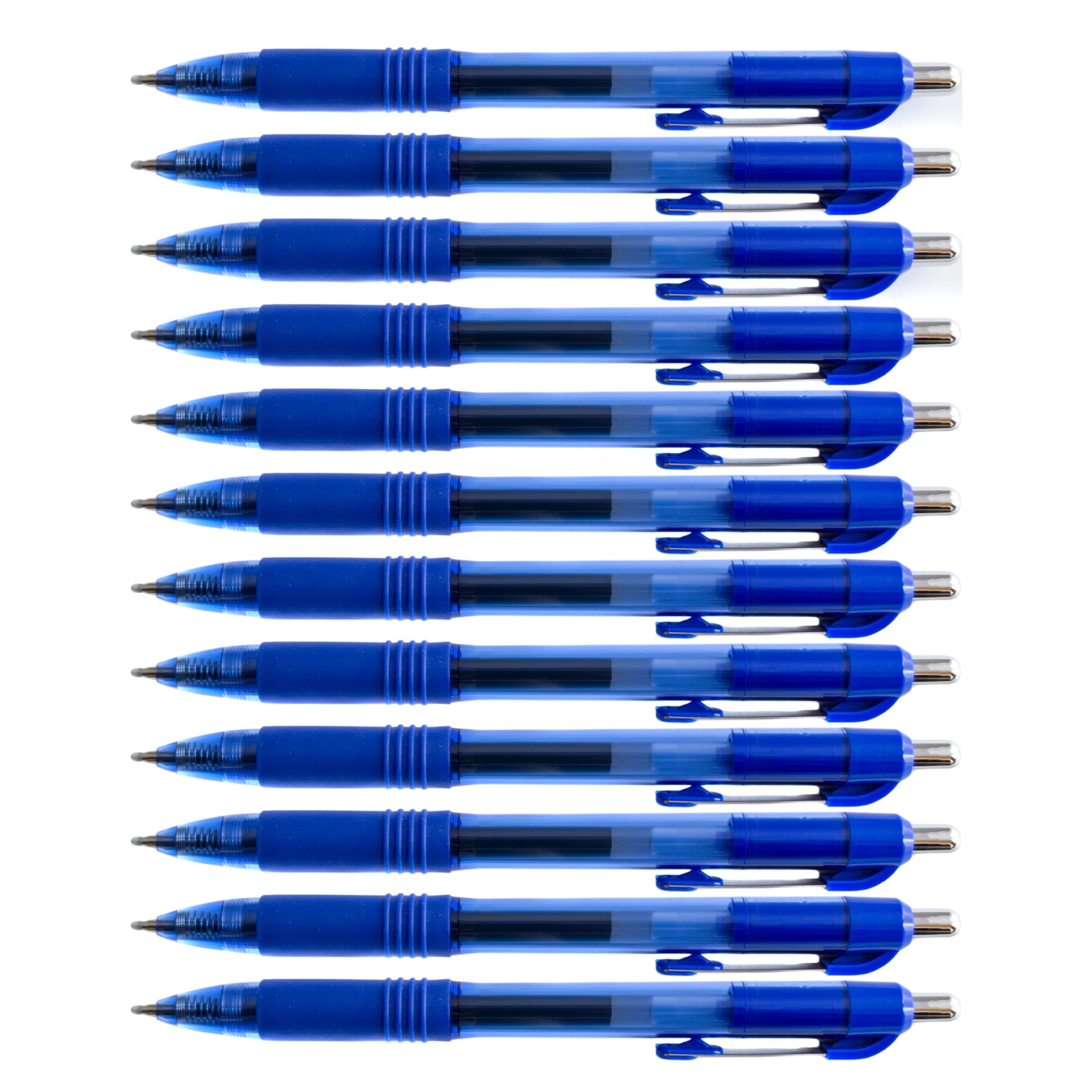 D.RECT Gel Pen 12 Pieces - Automatic Rollerball Pens - Biros with Replaceable Refill, Blue — image 1
