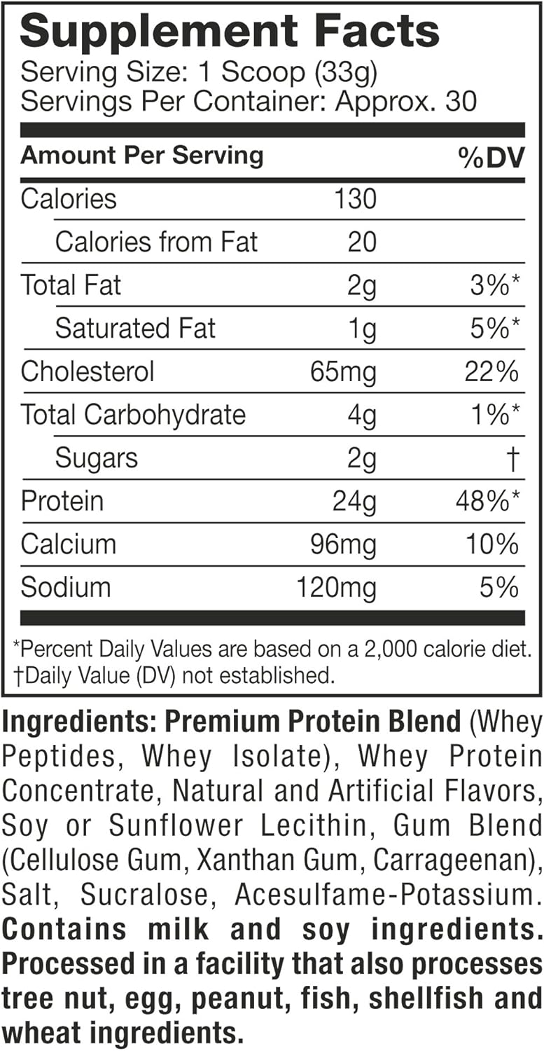 MuscleTech Premium Gold 100% Whey Protein Powder, Whey Protein Isolate & Peptides Shake for Men and Women, 24 Grams of Protein, 5.5g BCAAs, Easy to Mix, Double Rich Chocolate, 2.2 Pounds (30 Servings): Health & Personal Care