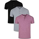 Liberty Pro 3-Pack: Men's Casual Henley Shirts – Comfort Soft Stretch Tees, Relaxed Fit 3-Button Summer T-Shirts
