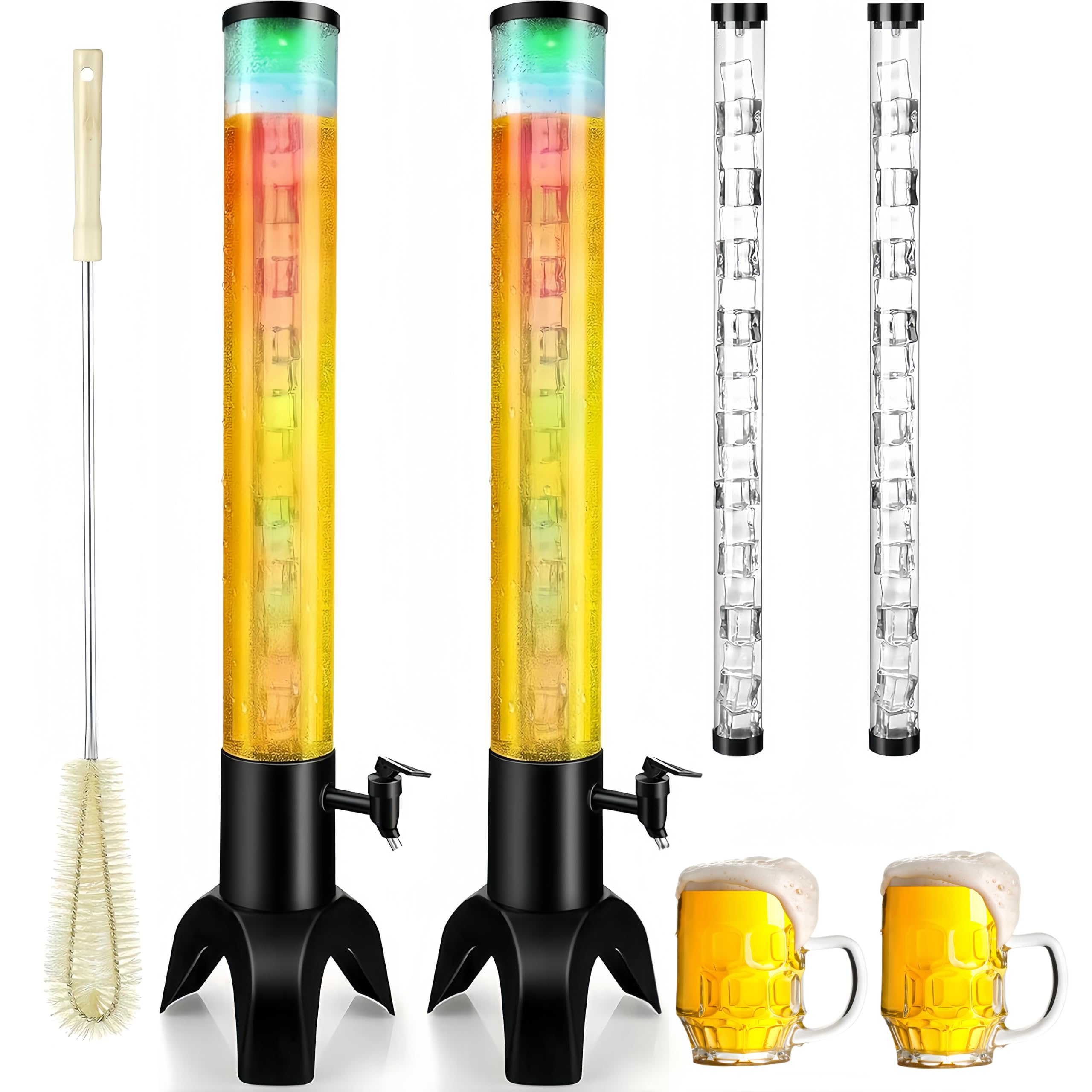 Photo 1 of 2PCS Drink Tower: 1.5L/50oz Mimosa Tower Dispenser with Ice Tube and LED Light, 1.58 Qt Tabletop Beer Dispense for Bars Parties Pubs Restaurants (2PCS-1.5L)
