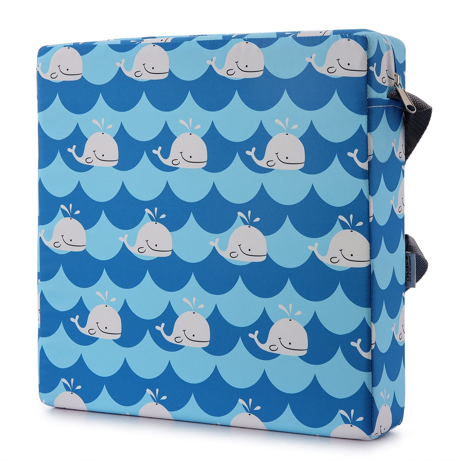 Booster Seat Owl Printed Harness Cushion Dismountable Kid Baby Seat Highten Pad Travel Storage Chair Toddler Infant Dining Chair (Blue/White)