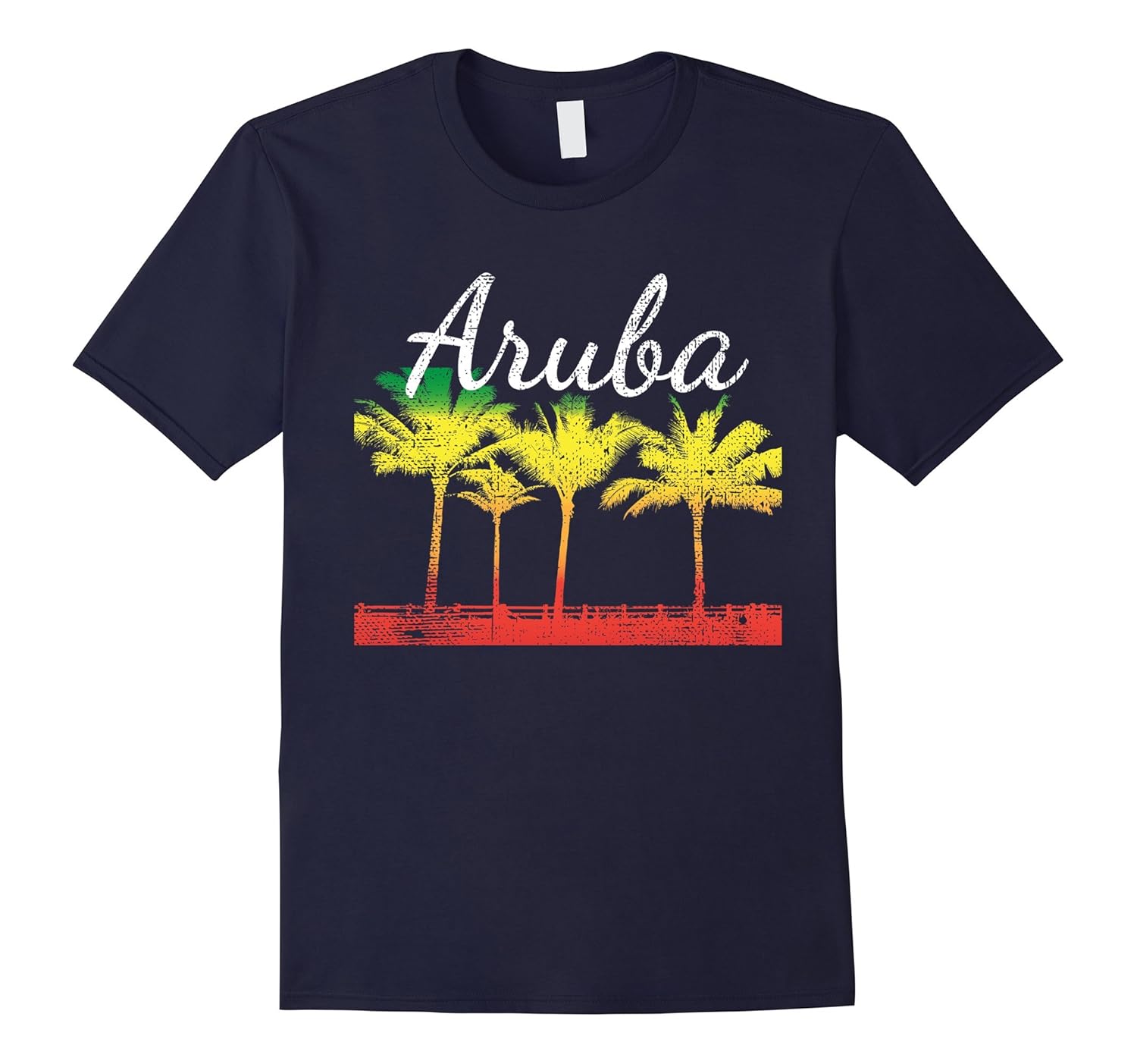 Aruba T Shirt - Tropical Distressed Palm Trees-ANZ