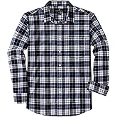 J.VER Long Sleeve Shirts for Men Cotton Plaid Button Down Shirt Business Casual Work Top with Pocket
