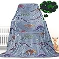 Glow in The Dark Blanket Dinosaur Blanket for Boys Girls Kids Cute Dino Throw Blankets for Couch, Kids Fleece Blankets, Soft Warm Plush Dinosaur Toddler Blanket Luminous