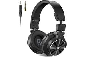 P PUPGSIS Studio Headphones - DJ Headphones - Professional 40kHz Hi-Res Stereo - Wired Recording Headphone Audio Monitors- 1/4 to 3.5mm Audio Jack for Recording/Mixing/Podcast/Guitar/Piano