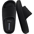 CUSHIONAIRE Feather Slides – Comfortable Cloud Cushion House Slippers for Women, Indoor Outdoor EVA Foam Foot Spa Shower Shoes, Non-Slip Arch Support