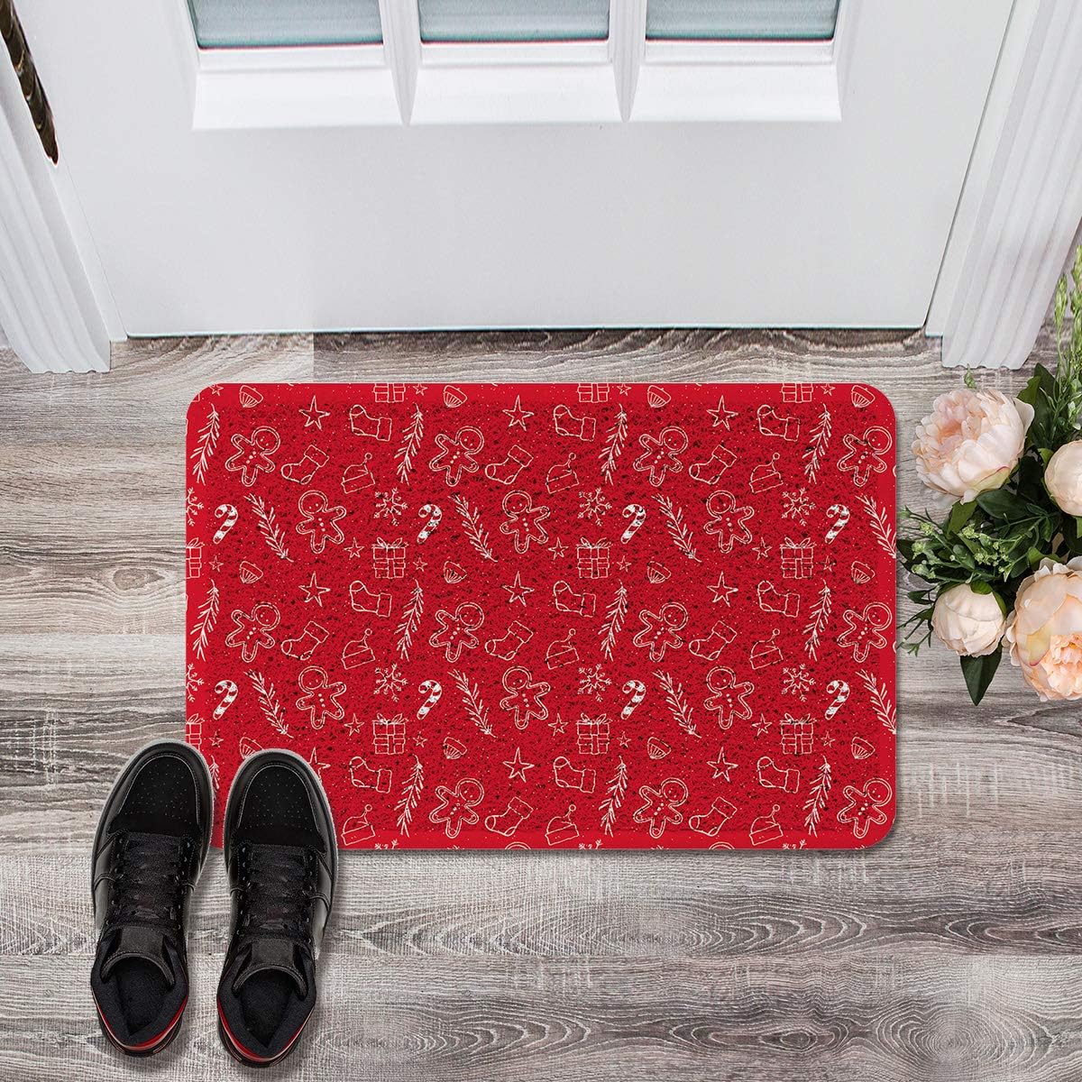 Outdoor Indoor Entrance Doormat Christmas Themed Gingerbread Man and