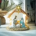 BUTITNOW Nativity Scene with Lights, Sculpted Hand Painted Nativity Figure - First Christmas Story Decoration Holiday Manger Little People Nativity Set for Indoor Home Display, Tabletop