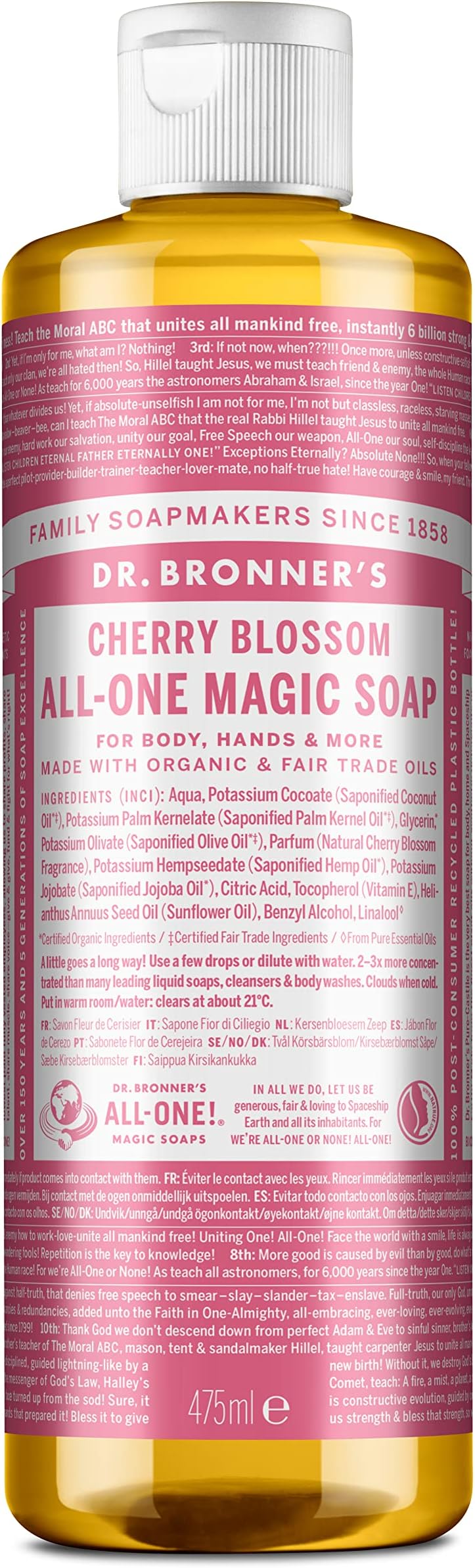 Dr. Bronner's 18-in-1 Cherry Blossom Pure-Castile Liquid Soap 240ml