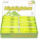 WOSWEL Highlighters Bulk 120 Pack Fluorescent Yellow Markers with Chisel Tip for Classroom Office Home