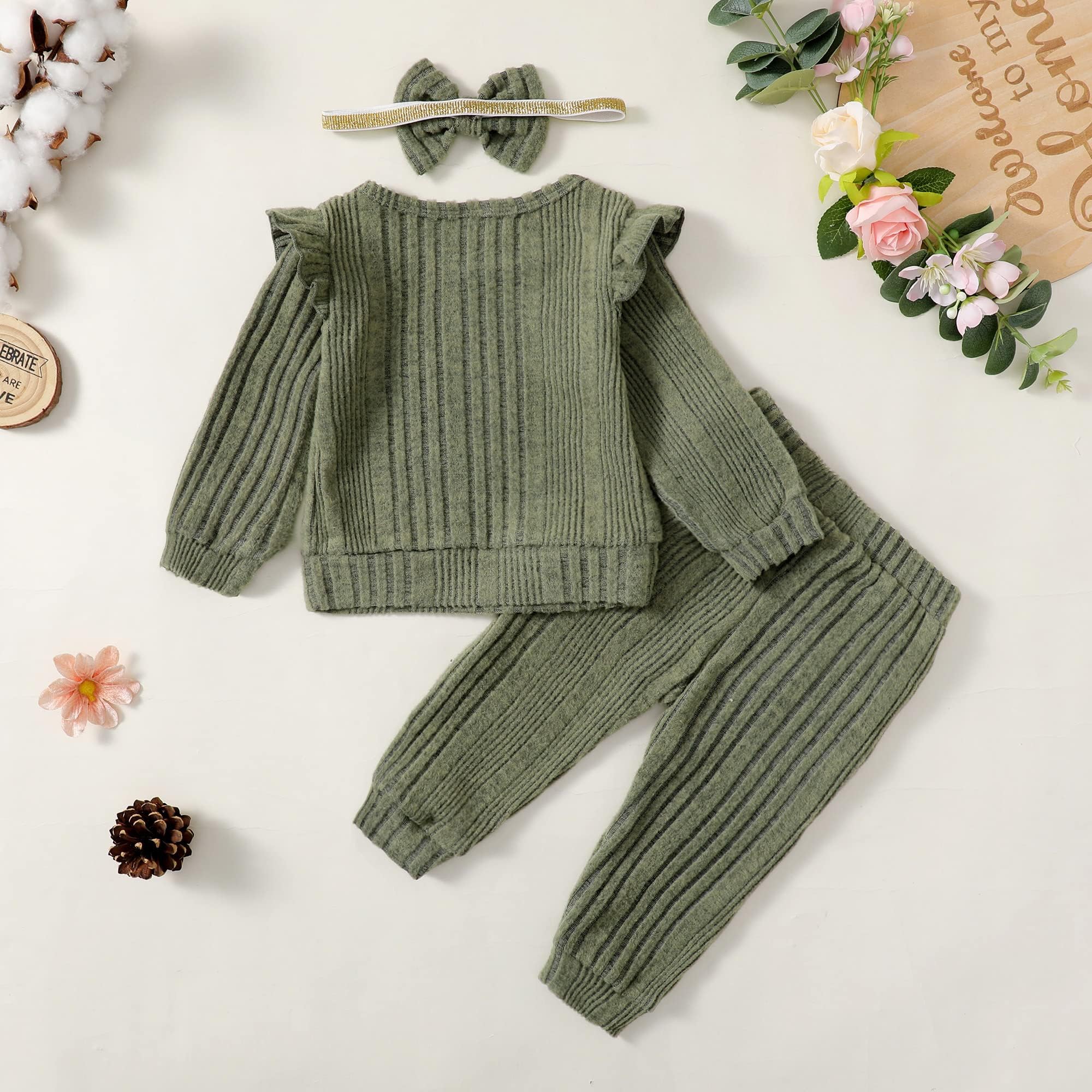 Mioglrie Toddler Baby Girl Clothes Fall Winter Sweatsuit Newborn Sweatshirt Sweat Pant Sets Outfits Infant Girls Clothing