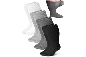 Bunnycool 4 Pairs Extra Wide Socks Swollen 30" Lymphedema Bariatric Socks Non Binding Loose Fit(Men 10-13,Assorted Color)