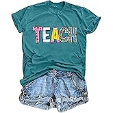 ELDPS Teacher Shirts for Women: Funny Teach T Shirt Teacher Life Tees Cute Teachers Gifts Tops Blouse