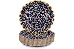 Confettiville Christmas Paper Plates, 50-Count Disposable Christmas Dinner Plates, Scalloped Gold, Party Supplies