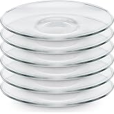 Teabloom Clear Glass Saucers Set of 6 &ndash; 6.3 Inch Borosilicate Glass Cup Saucers &ndash; Dishwasher Safe &ndash; Fits Standard Tea Cups &amp; Mugs &ndash; Small Serving Dish for Desserts &amp; Fruits