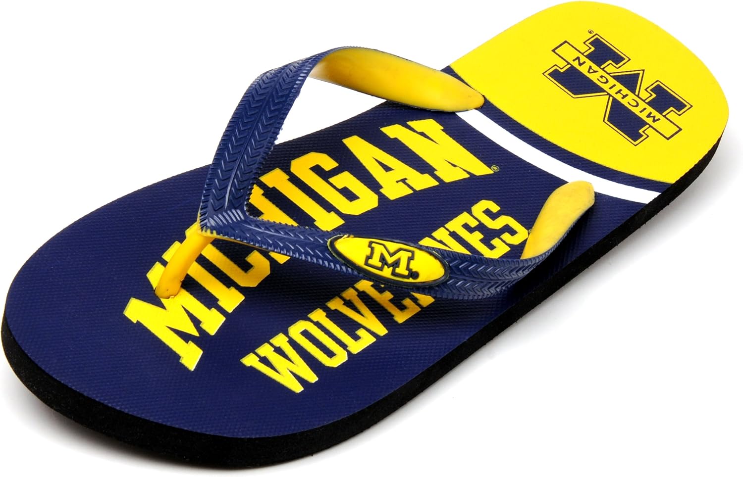 NCAA Michigan Wolverines Spirit Flip Flops, Navy, Medium