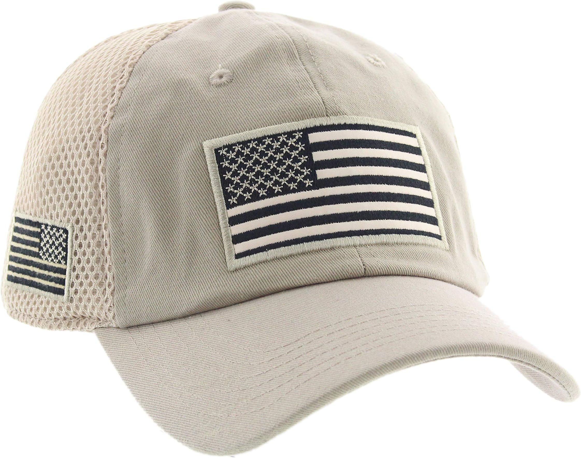 JFH American USA Flag Mesh Tactical Cap Military Embroidered Hat w/Side Reverse Flag