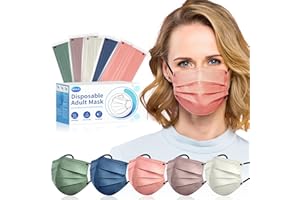 NEWLA Face Mask Disposable Adult - 4 Ply Protection Masks 50 Pack Individually Wrapped Mask Multicolored Breathable Safety Ma