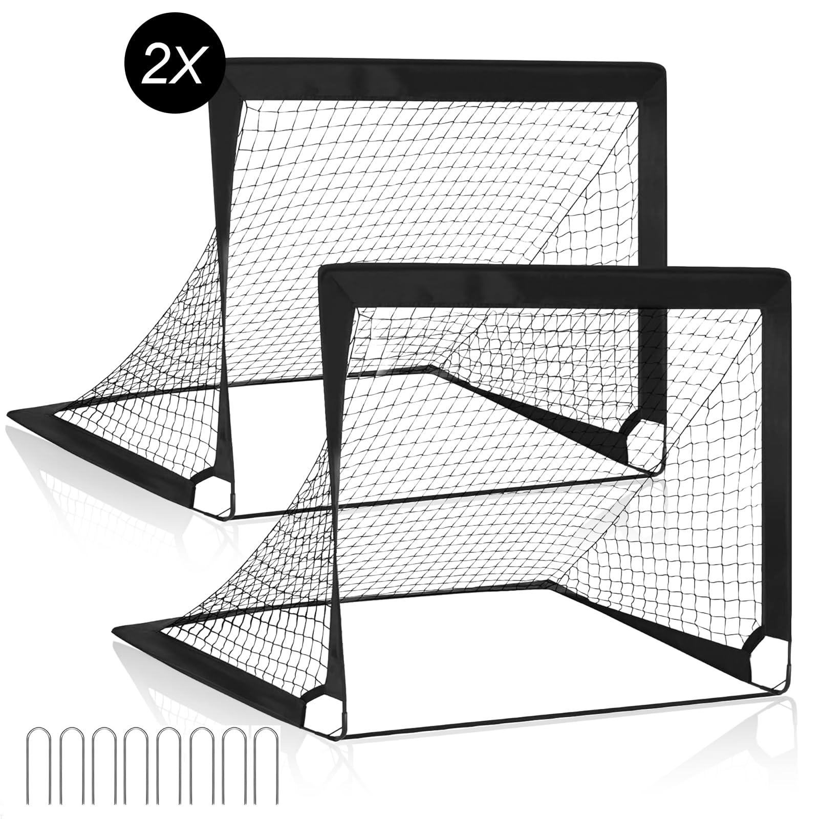 Artanchao 2 Pack Portable Football Goals for Kids,4 x 3 ft Kids Football Training Equipment for Garden, Indoor & Outdoor, Impact-Resistant Fibreglass Structure